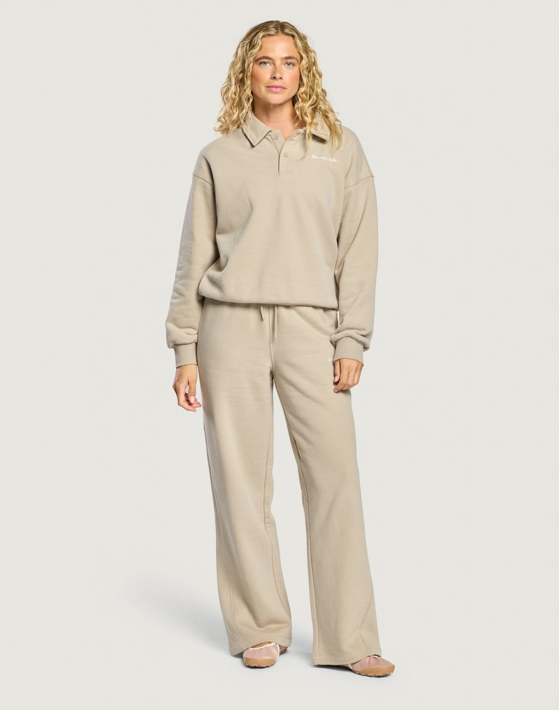 Gym and coffee Daily Collared Sweatshirt in Rich Taupe
