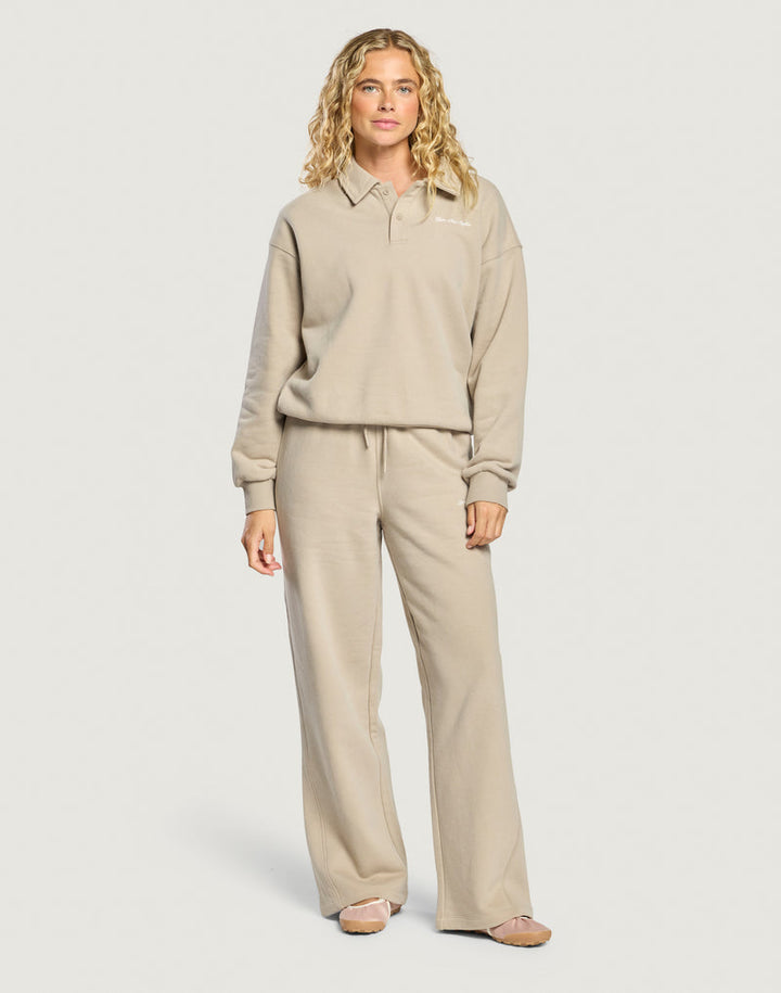 Gym and coffee Daily Collared Sweatshirt in Rich Taupe