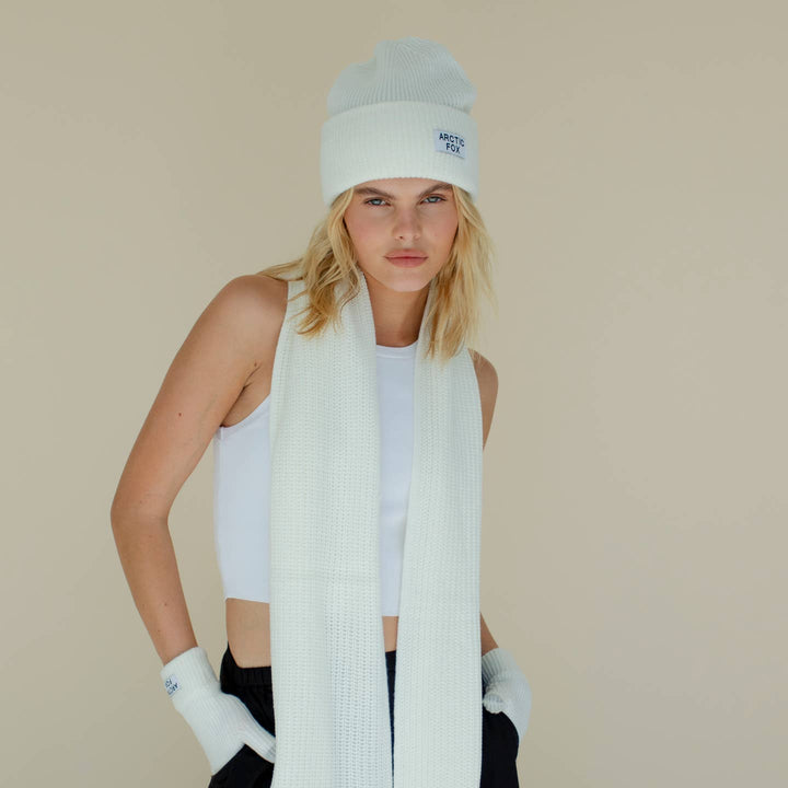 Recycled Bottle Beanie in winter white