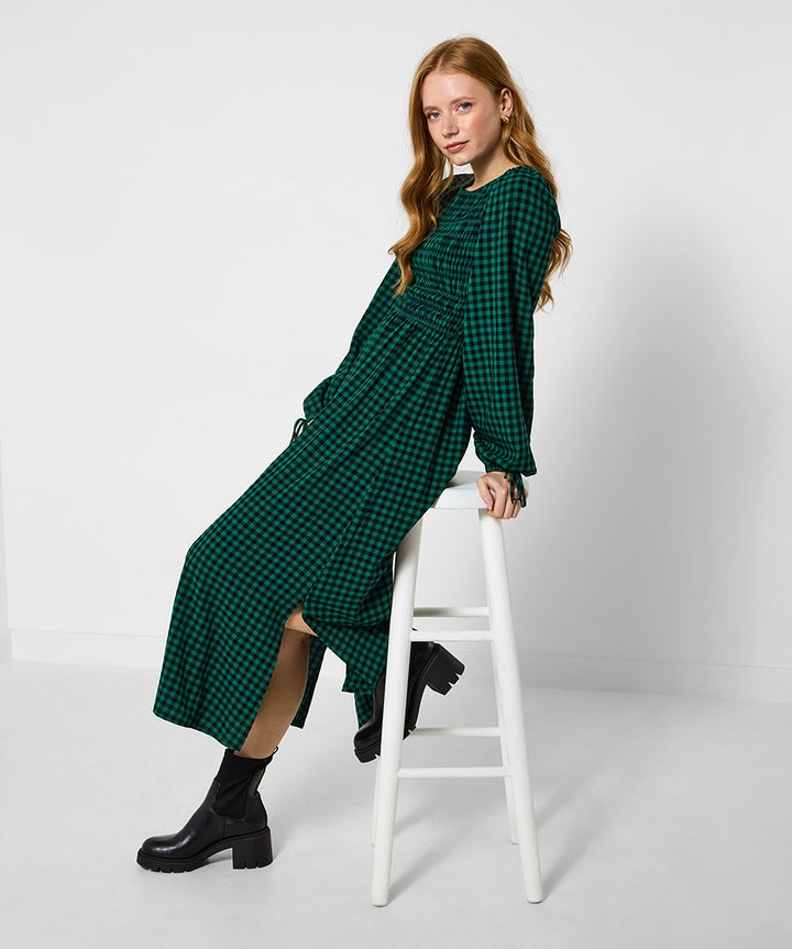 Gigi Green Gingham Maxi Dress