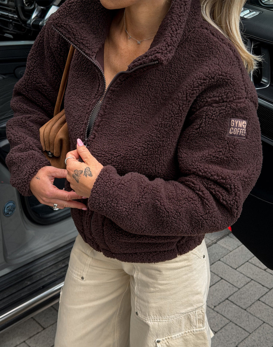 Gym and coffee Industry Fleece High collar in Mocha Bean