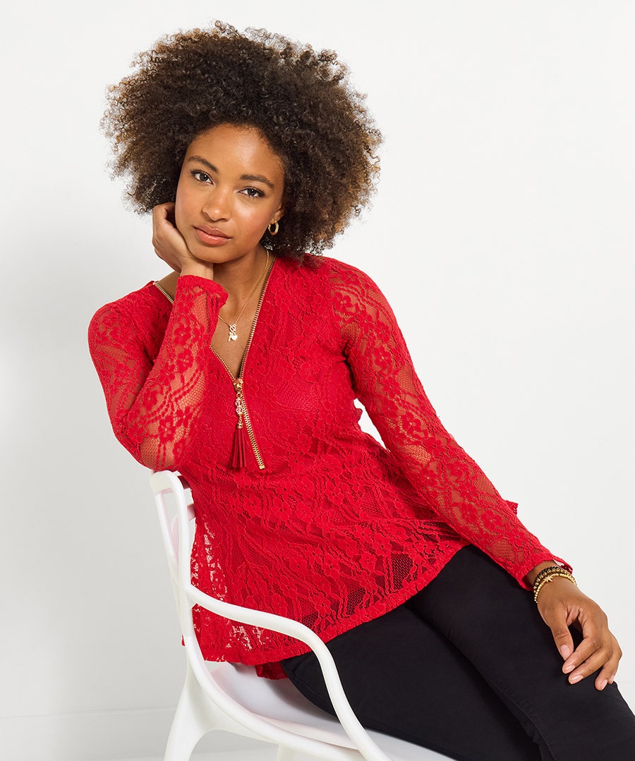 Loretta Lace Zip Top