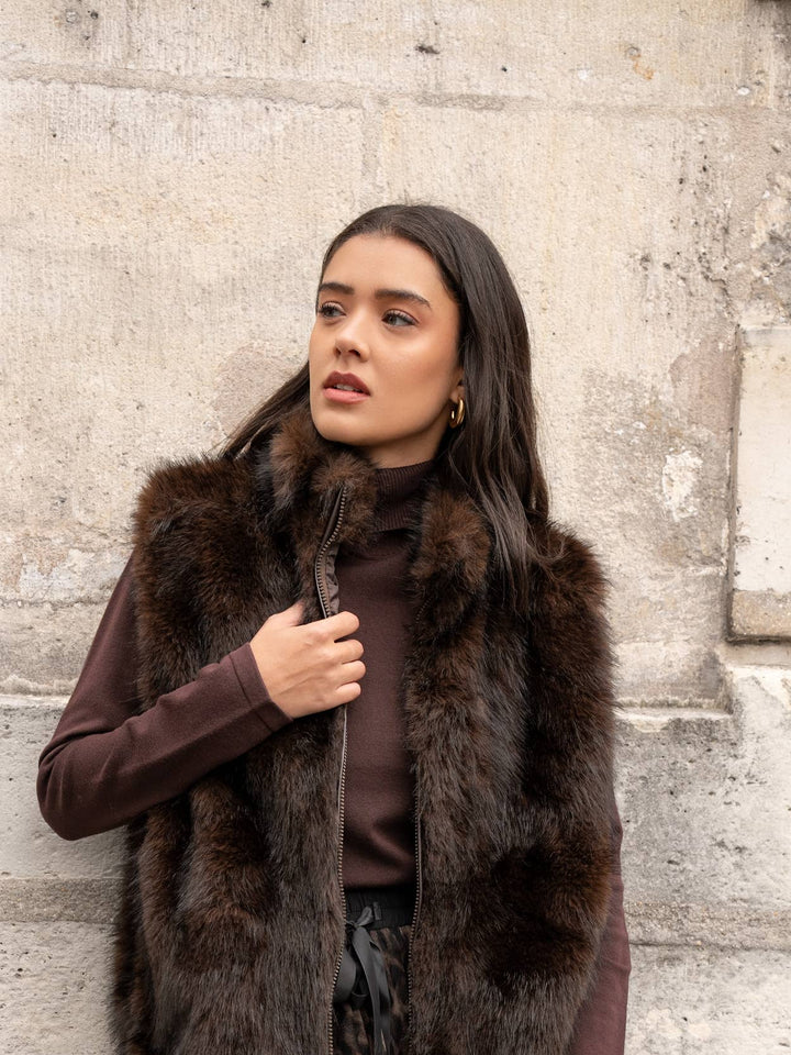 Sleeveless faux fur gilet