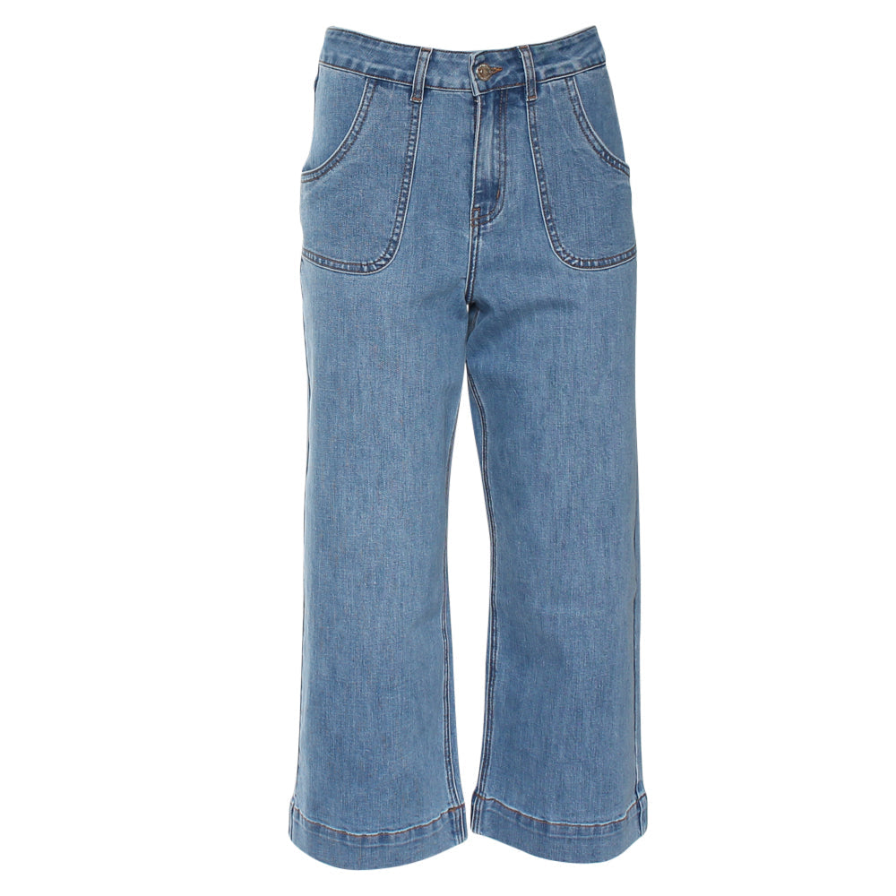 Etta Wide Leg Crop Jean Light denim wash