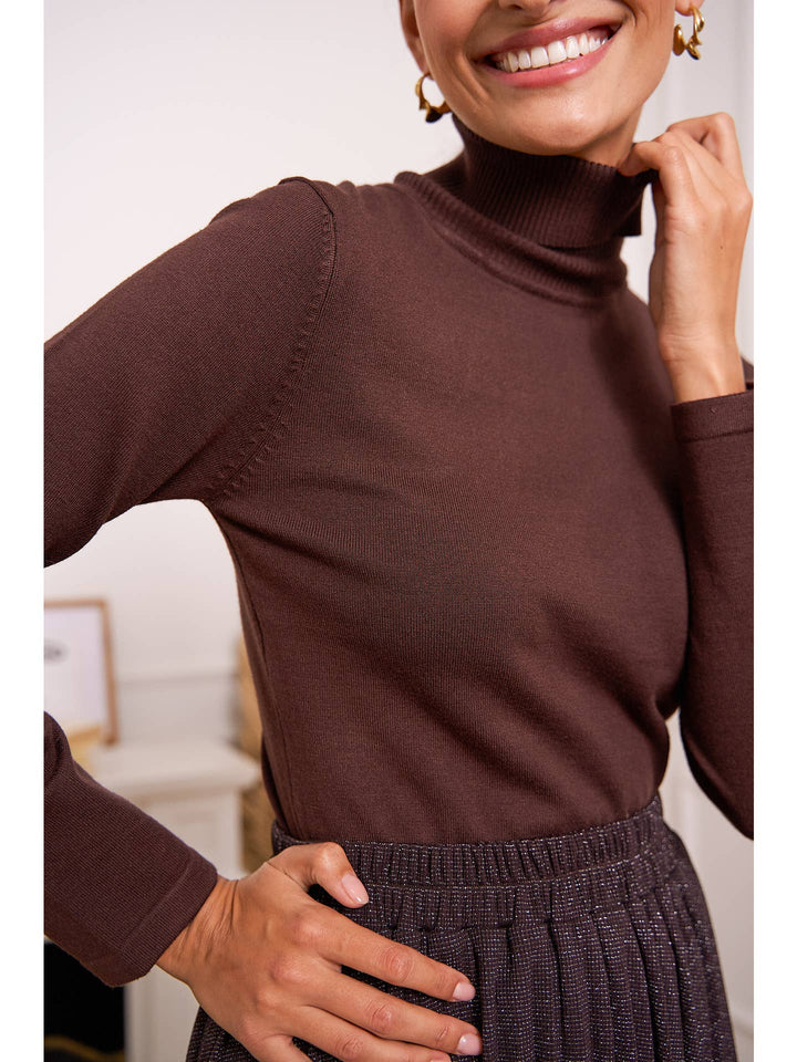 Chocolate knitted turtle neck