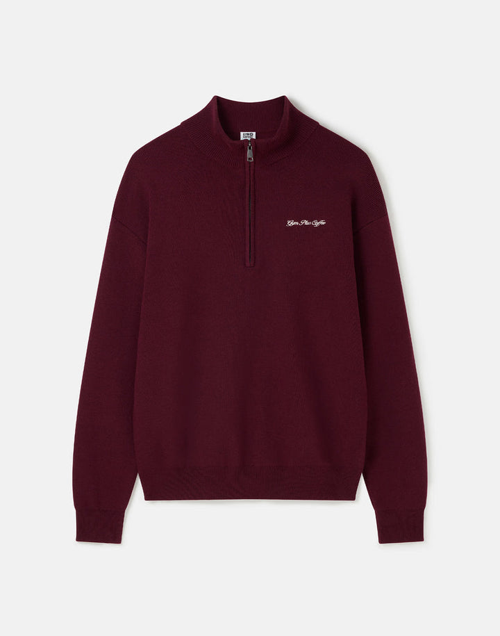 Gym and coffee Knit Half Zip in Fig