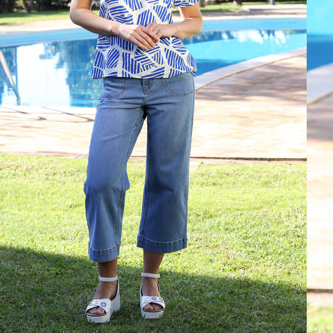 Etta Wide Leg Crop Jean Light denim wash