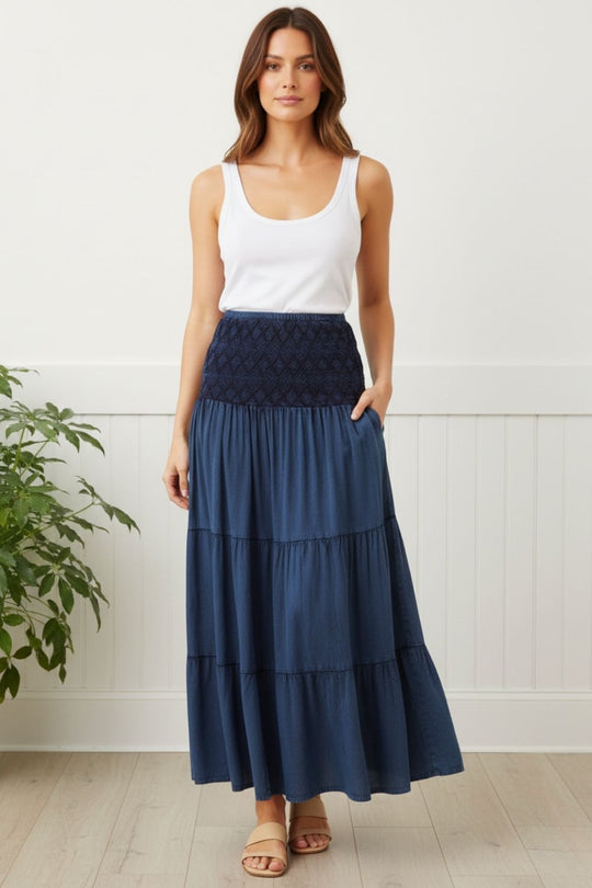 Embroidered maxi skirt
