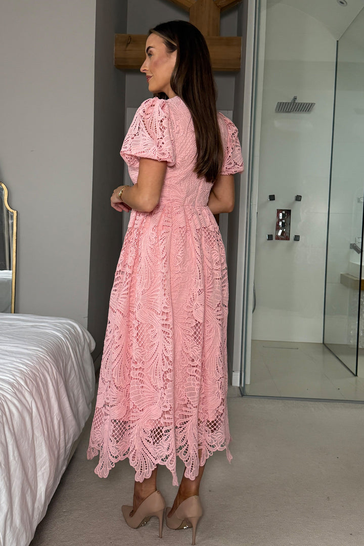 Pink embroidery dress