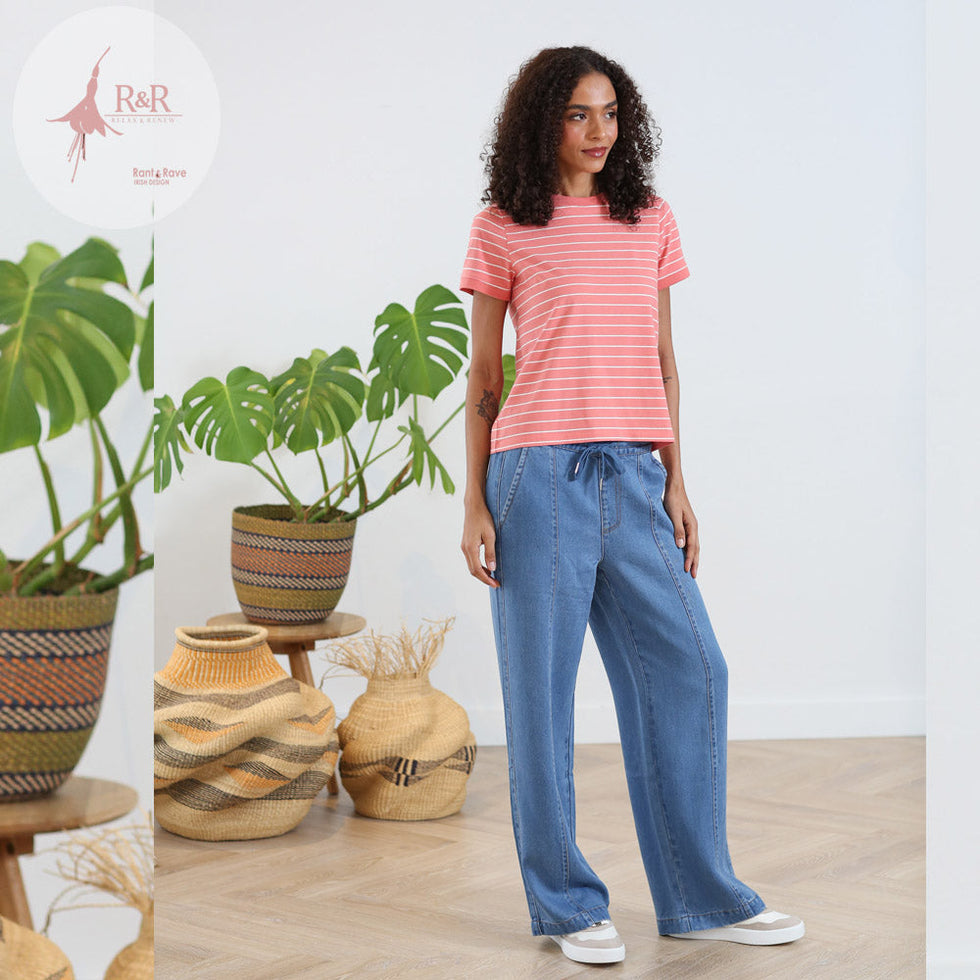 Relax &amp; Renew Paula Stripe Tee Coral