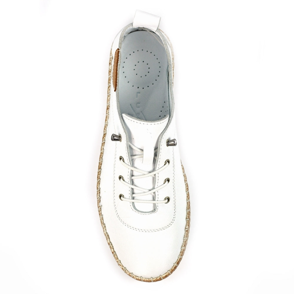 Evie White Leather Plimsoll