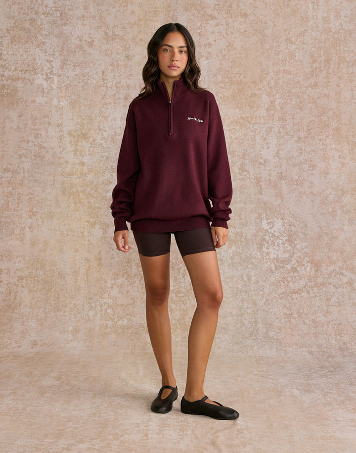 Gym and coffee Knit Half Zip in Fig