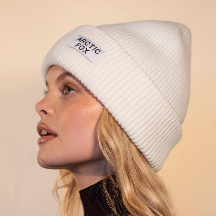 Recycled Bottle Beanie in winter white