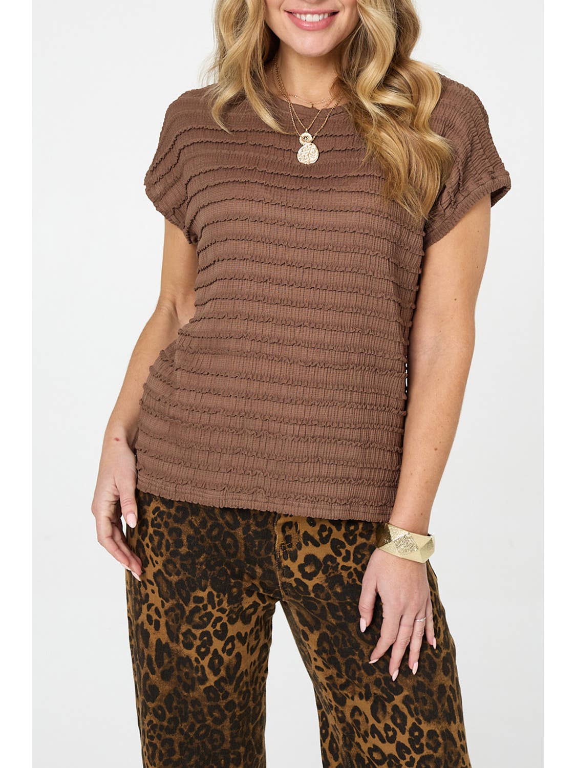 Ruffled Texture Short Sleeve Top (sale)