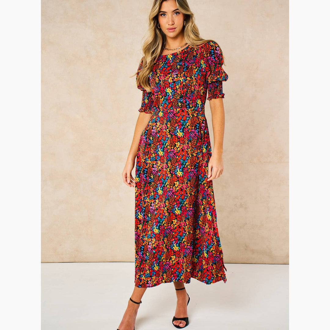 Ditsy Floral Midi Tea Dress in Multi