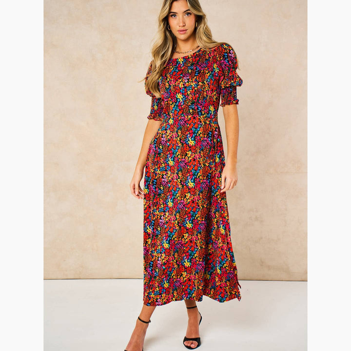 Ditsy Floral Midi Tea Dress in Multi