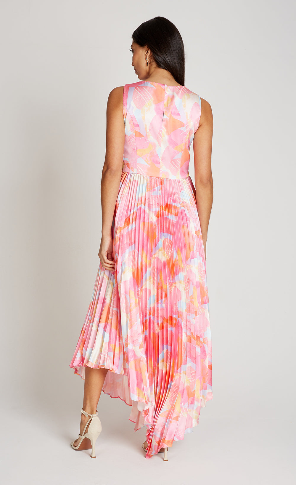 Georgia pink print satin maxi dress