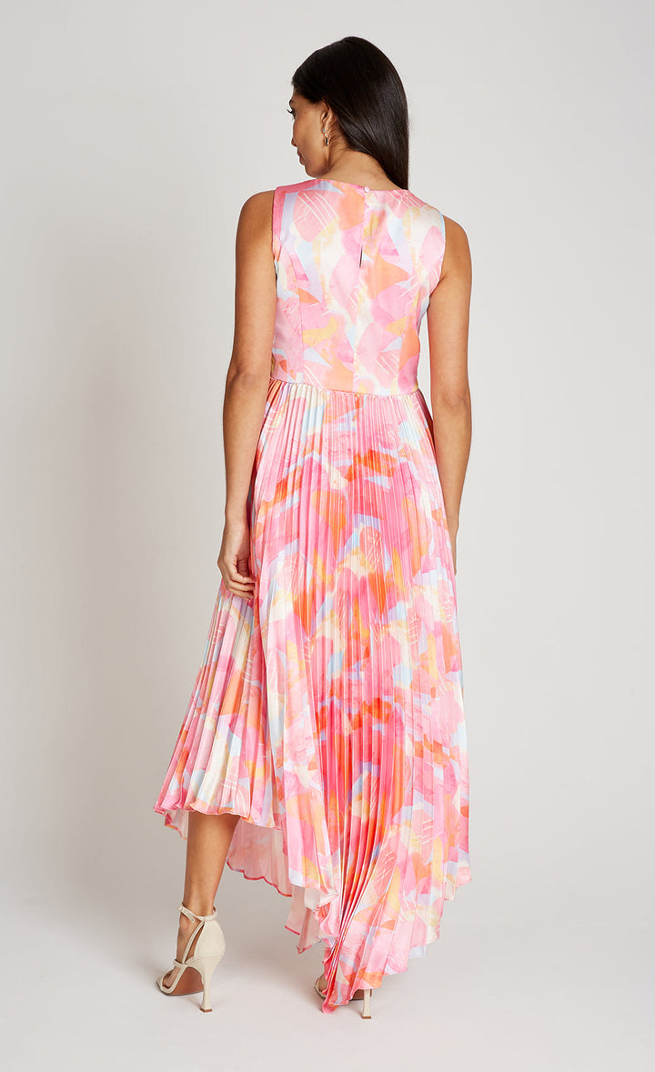 Georgia pink print satin maxi dress