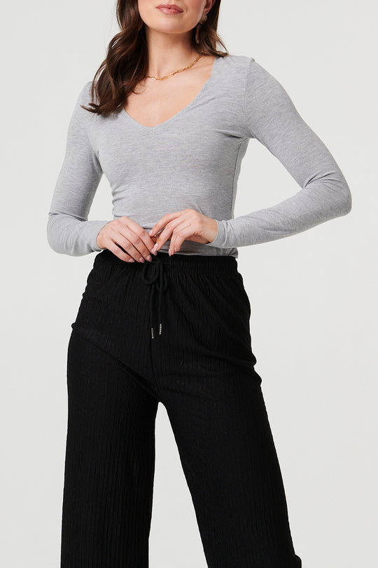 High Waist Pleated Texture Trousers (sale)