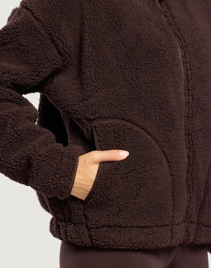 Gym and coffee Industry Fleece High collar in Mocha Bean