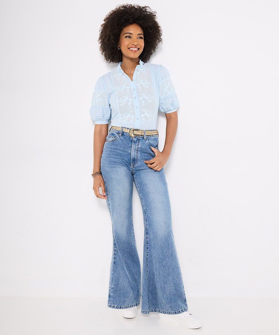 Patsy Embroidered Blouse pale Blue