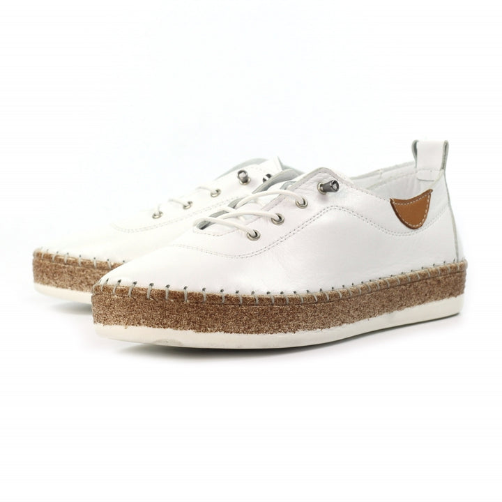 Evie White Leather Plimsoll