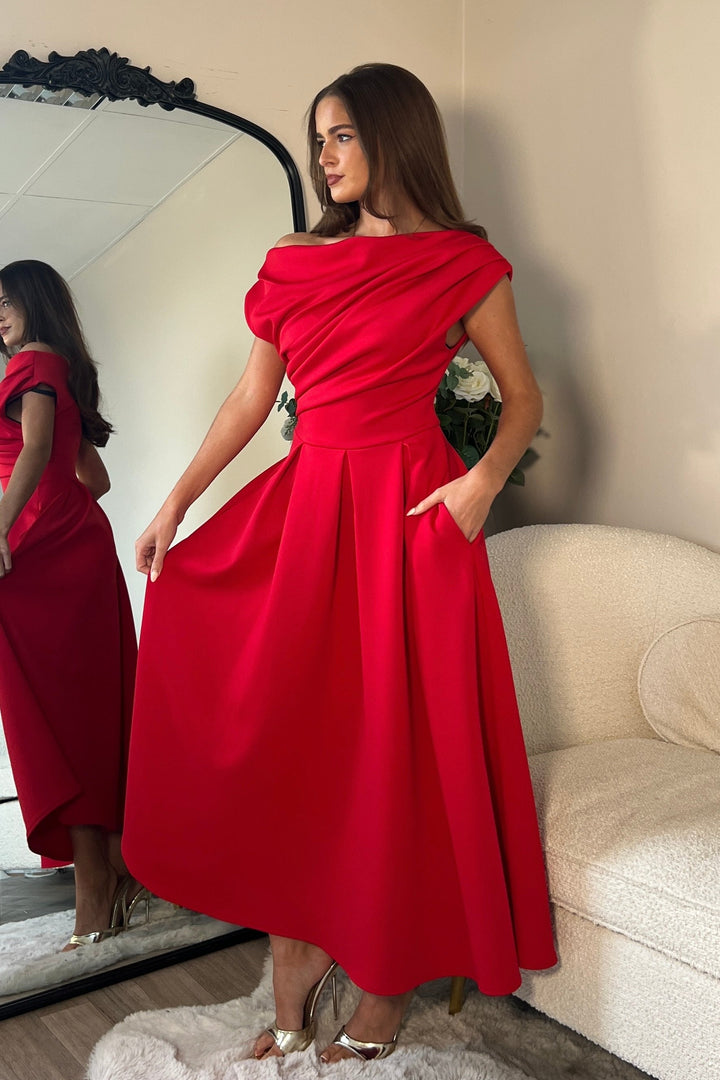 Betty asymmetrical red dress