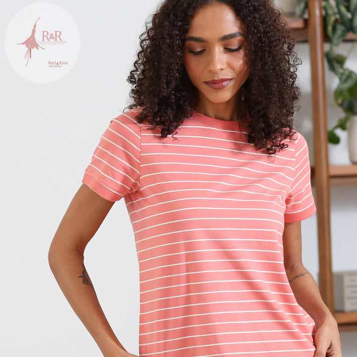 Relax &amp; Renew Paula Stripe Tee Coral