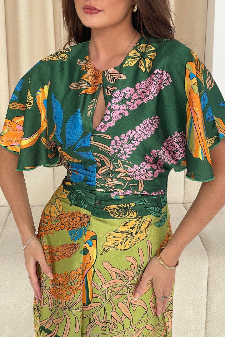 Havanna Green Multi Midi Dress