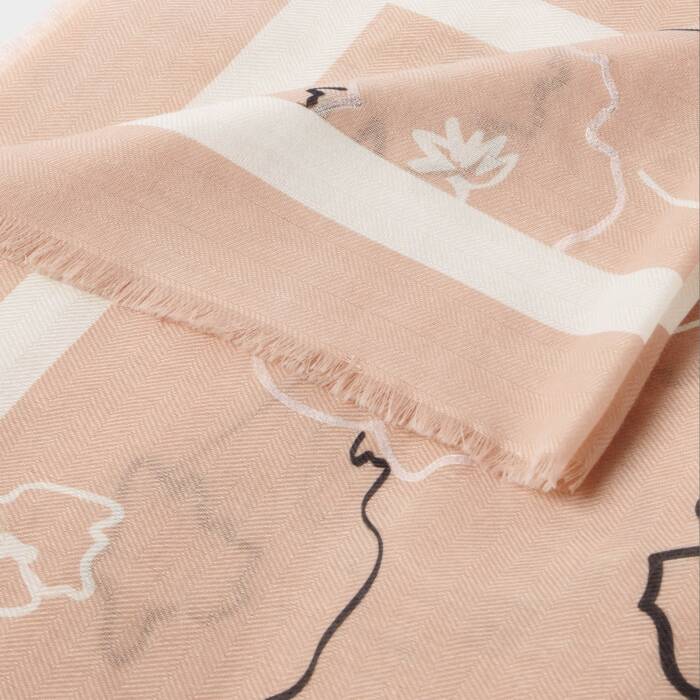 Flora light pink and black Katie loxton scarf with metallic print live offer