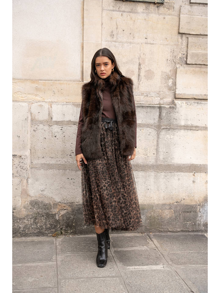 Sleeveless faux fur gilet