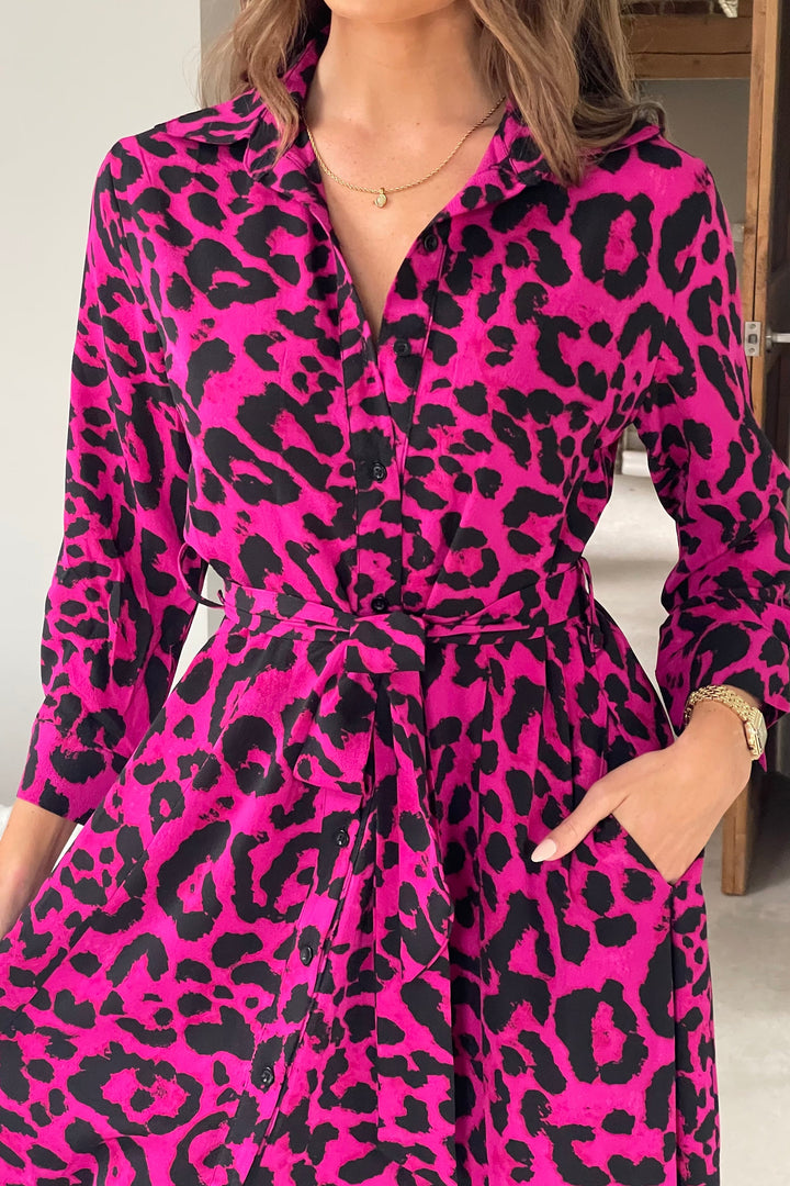 Angela pink animal print dress