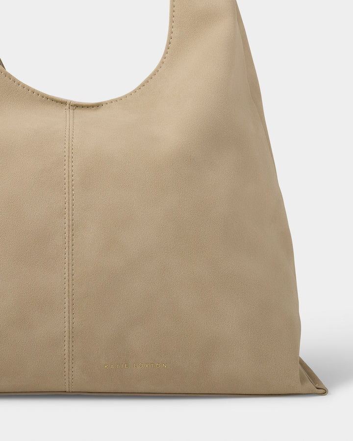 Shoulder bag in suedette in Taupe