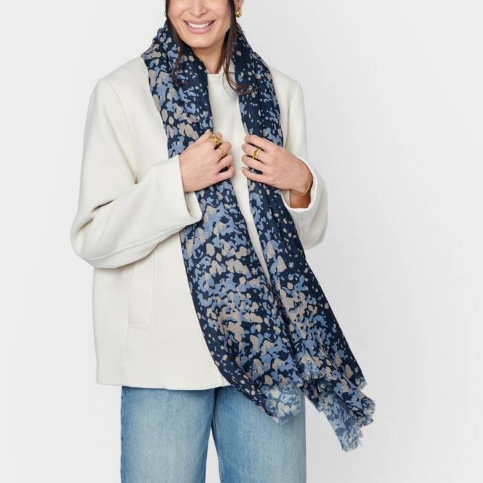 Printed scattered dot katie loxton scarf  in Navy