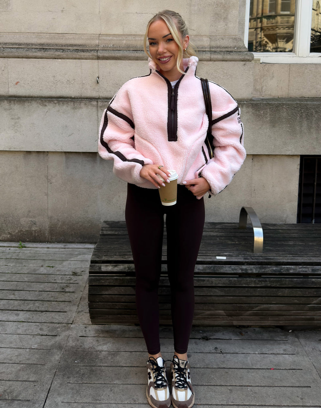 Gym and coffee Industry fleece in half zip