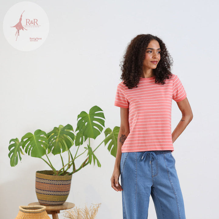 Relax &amp; Renew Paula Stripe Tee Coral