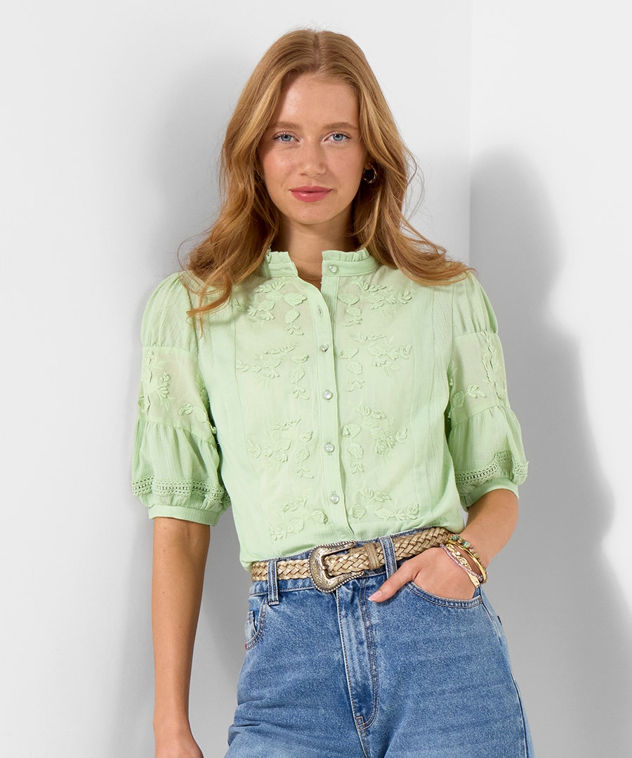 Patsy Embroidered Blouse Green